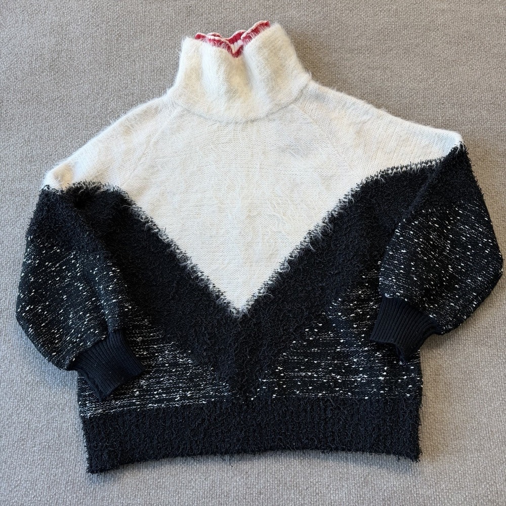 Givenchy Woman's Black & White Color Blocked Mohair Wool Turtleneck Sweater Sz M